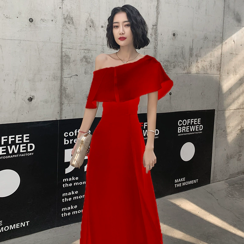 Black evening dress, elite long skirt, open shoulders, fitted