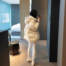 鹅绒服女中长款连帽2025冬季新款超轻加厚泡芙高端白鹅绒面外套