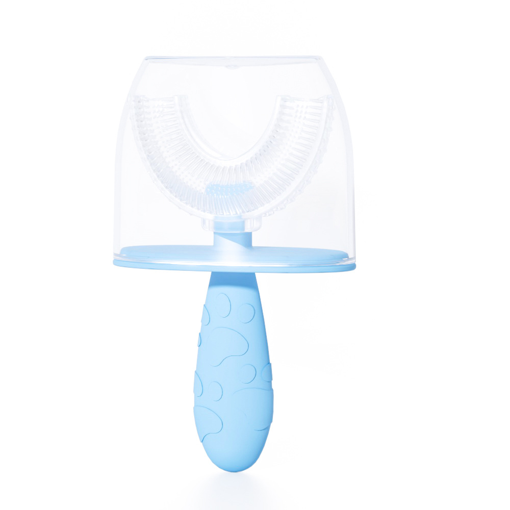 Nuevo manual para niños cepillo de dientes en forma de U bebé cepillo de dientes de silicona líquida que contiene limpieza oral cepillado artefacto