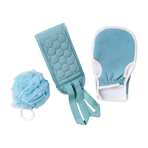 Powerful back rub, mud and dust artifact, bathing, bathing and scrubbing, three-piece set of bath towels, adult mud and scrubbing gloves