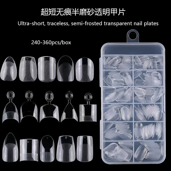 New Ultra-Short Nails, Short Wearable Nails, Trapezoidal Almond Nails, Full and Half Stickers, Dual-Purpose Manicure Nails, Ultra-Thin and Traceless