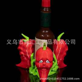 跨境新品骷髅辣椒调料瓶支架 暗黑美食风桌面收纳架
