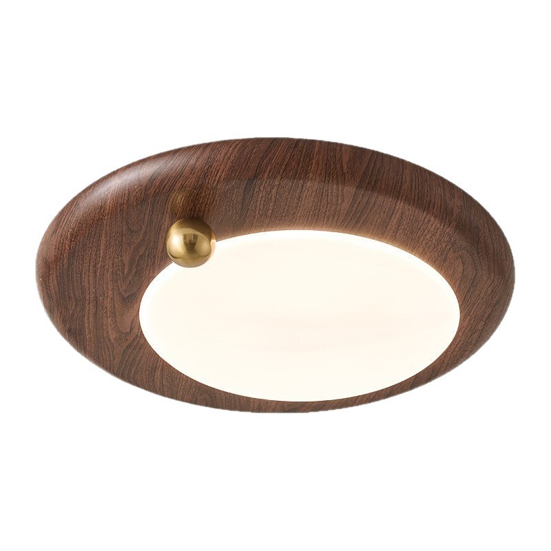 Lámpara de techo de dormitorio, estilo crema de color nogal retro, frijol dorado pequeño, lámpara de estudio de dormitorio principal, lámpara de estilo antiguo de Guangdong Zhongshan