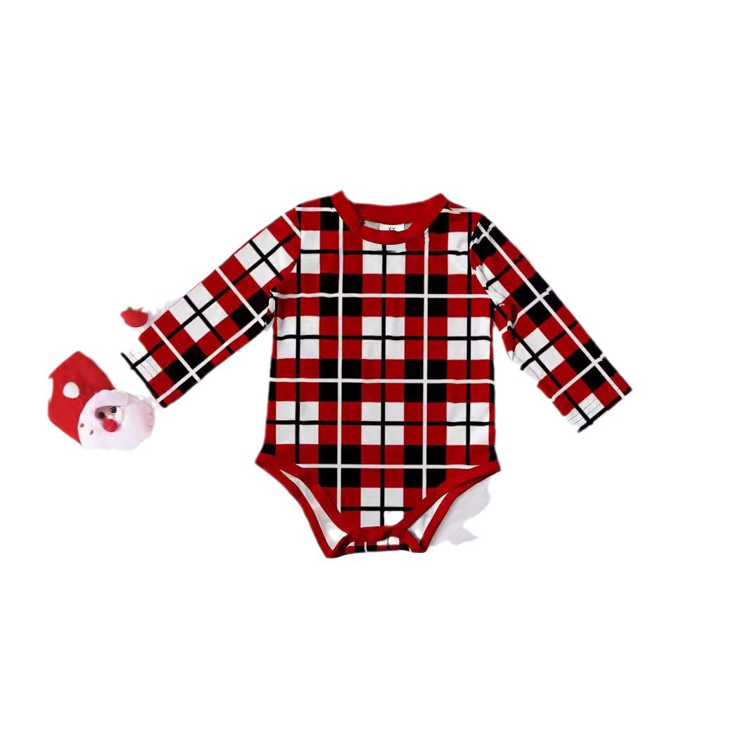 Christmas Short-sleeved Christmas fawn plaid Christmas family print home dress pajamas_viptrois.com