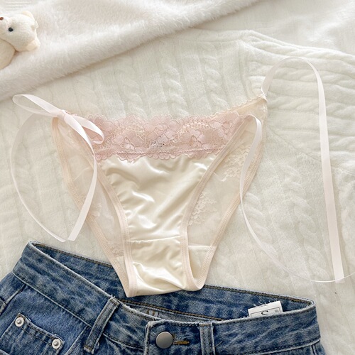 Pull apart and it opens~ French satin lace braided ribbon women's sexy pure desire lace underwear for women 2025