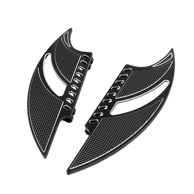 Suitable for Harley Glide Softail Modified Foot Pedals, Front and Rear Large Foot Pedals, Front Driver's and Rear Passenger's Foot Pedals, Anti-Slip (Motorcycle pedals) - black-yinda-scooter