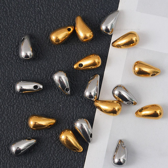 Hole 1~1.9mm Hole Size 1 Piece 6 * 12mm Hole 1~1.9mm 304 Stainless Steel Water Droplets Polished Pendant