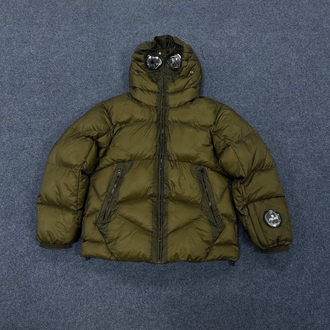 C.P. Company Palace D.D. Shell Explorer Puffer Jacket Ripstop Goggle Olive