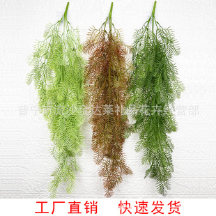 跨境仿真松針藤條假花壁掛塑料植物婚慶綠植用品聖誕水草裝飾批發