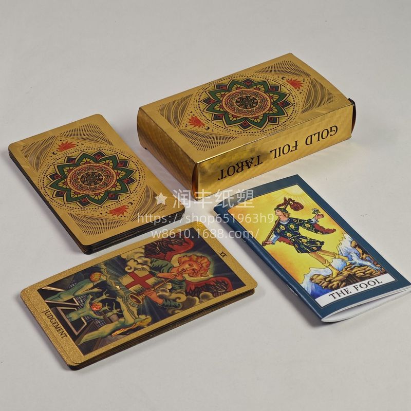 国境を越えて金箔タロットカード塔書tarotカラー印刷PVC防水説明書カードテーブルのテーブルクロスを供給する|undefined