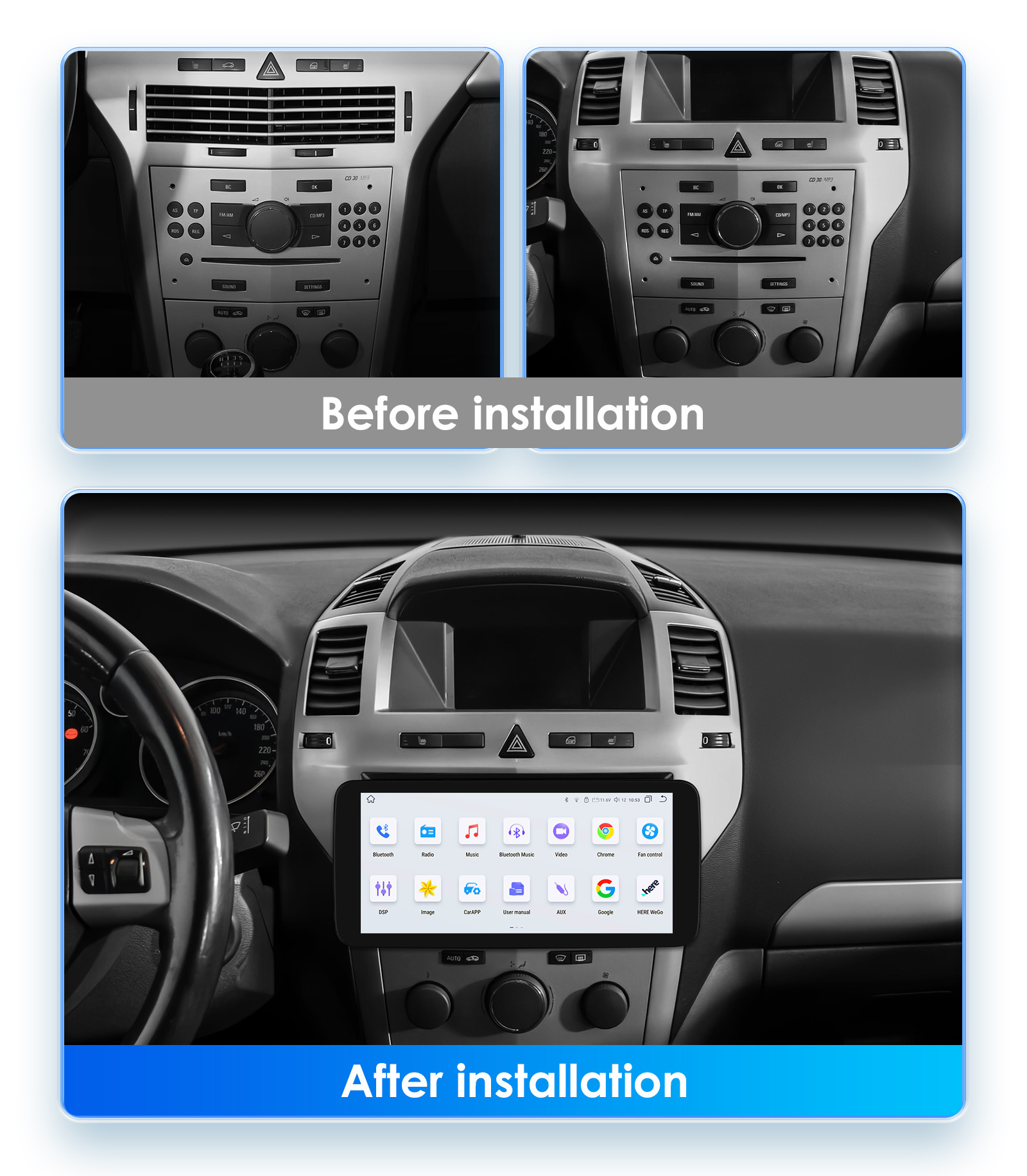 10.33inch Suitable for 03-06 Opel Kaisai Wireless Carplay Car Bluetooth Gps Android Navigator