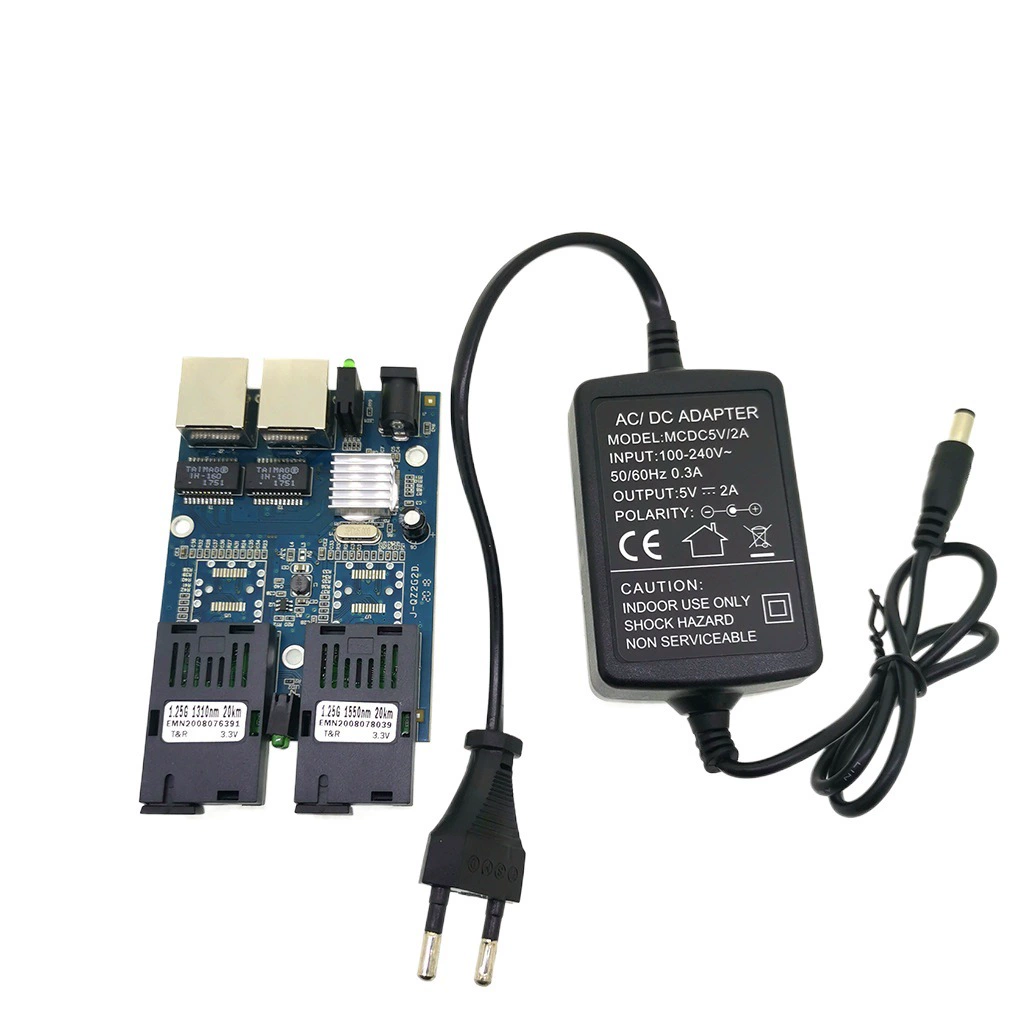 Gigabit 2 оптический 2 Электрический одномодовый одноволоконный коммутатор SC/SFP оптический трансивер Гигабитный оптический преобразователь материнская плата PCBA