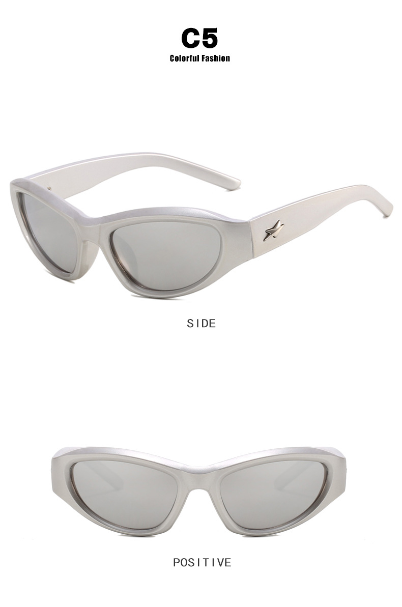 Full Frame Glasses Structure Sunglasses Classification Streetwear Color Block Ac UV400 Protection Special-Shaped Mirror Full Frame Women's Sunglasses