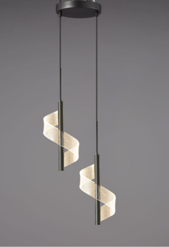 T1119 - Dorado negro de doble cabeza D14 * H40cm / cable de suspensión de 1,6 m