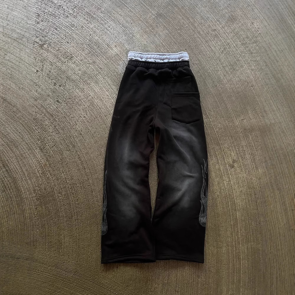 Cross-border Europa y América 2025 pantalones de moda de la calle alta marca de moda ins de la calle alta hombres y mujeres sueltos casuales rectos estampados estadounidenses