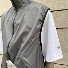【グッズ】GWD PERTEX マウンテンスタイル アウトドア 軽量 スタンドカラー ベスト スポーツ 通気性 撥水 ジャケット メンズ