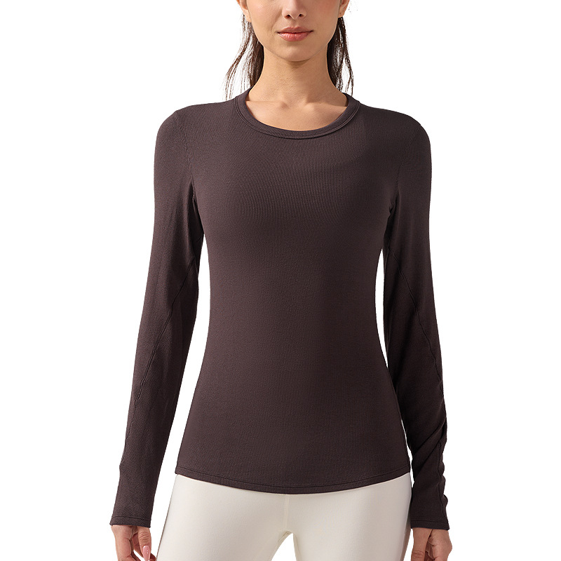 Nulr cuello redondo de manga larga mujer desnuda camiseta de fitness transpirable antibacteriana ropa de yoga de secado rápido camiseta deportiva adelgazante