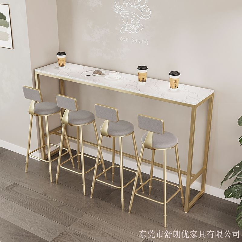 Wall-mounted bar table, high-legged table for home use, small bar table for living room, long table, tea shop table and chair set, bar table