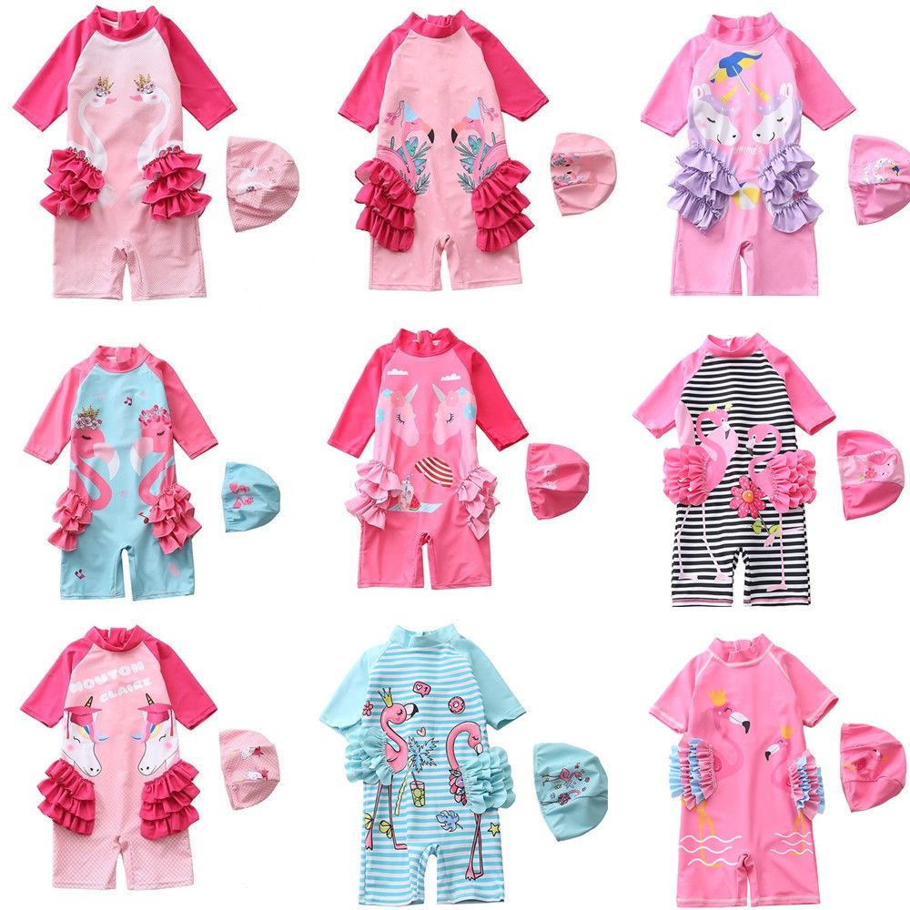 Children's Swimsuit Female One-piece Baby Swimsuit Flamingo Korea Cross-border Small and Medium-sized Baby Girl Swimsuit ins