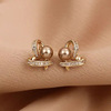 Silver needle, earrings, fashionable zirconium, french style, silver 925 sample, light luxury style, internet celebrity