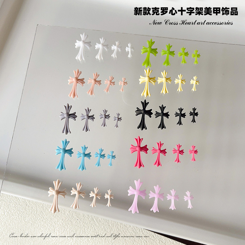 Cross-Border New Style Macaron Cross-Shaped Nail Art Decorations, Colorful Cross-Shaped Mixed Nail Accessories Wholesale
