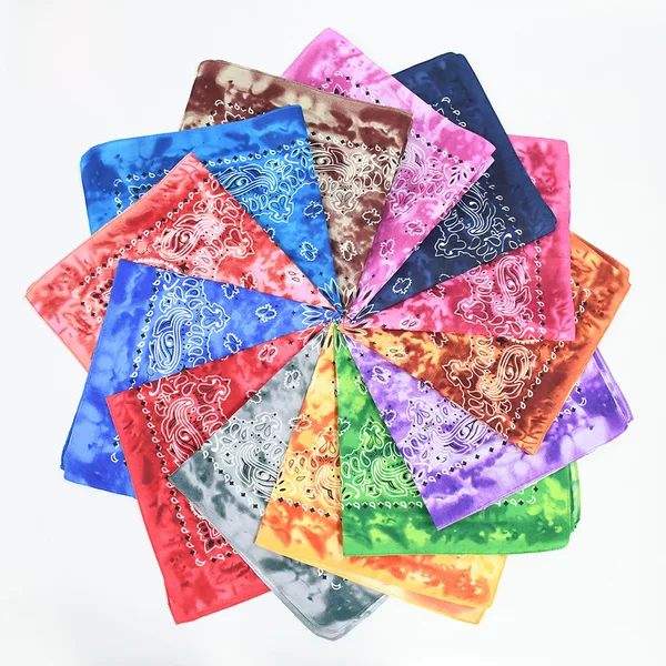 54 * 54CM polyester tie-dyed cashew flower square scarf wholesale ameikaji bandana outdoor hip hop street dance headscarf