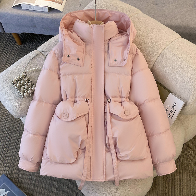 Ropa de algodón de moda para mujeres invierno 2025, nueva chaqueta de algodón corta de moda, cintura delgada, chaqueta de algodón gruesa, abrigo caliente