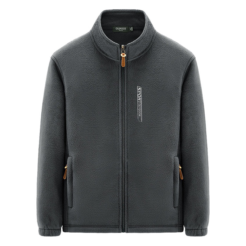 Fleece Men's Outdoor Sports Collar Top Large Size Windproof Fleece-Lined Warm Cardigan Sweater Fleece Coat