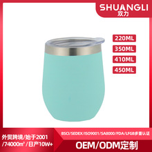 跨境304迷你双层不锈钢真空保温杯水杯套装蛋杯印刷厂家外贸出口