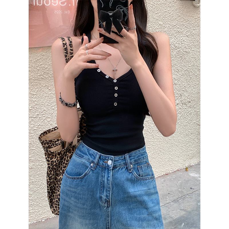 MosesQueen美式复古四色基础纯色背心吊带女2025夏季新款外穿上衣|undefined