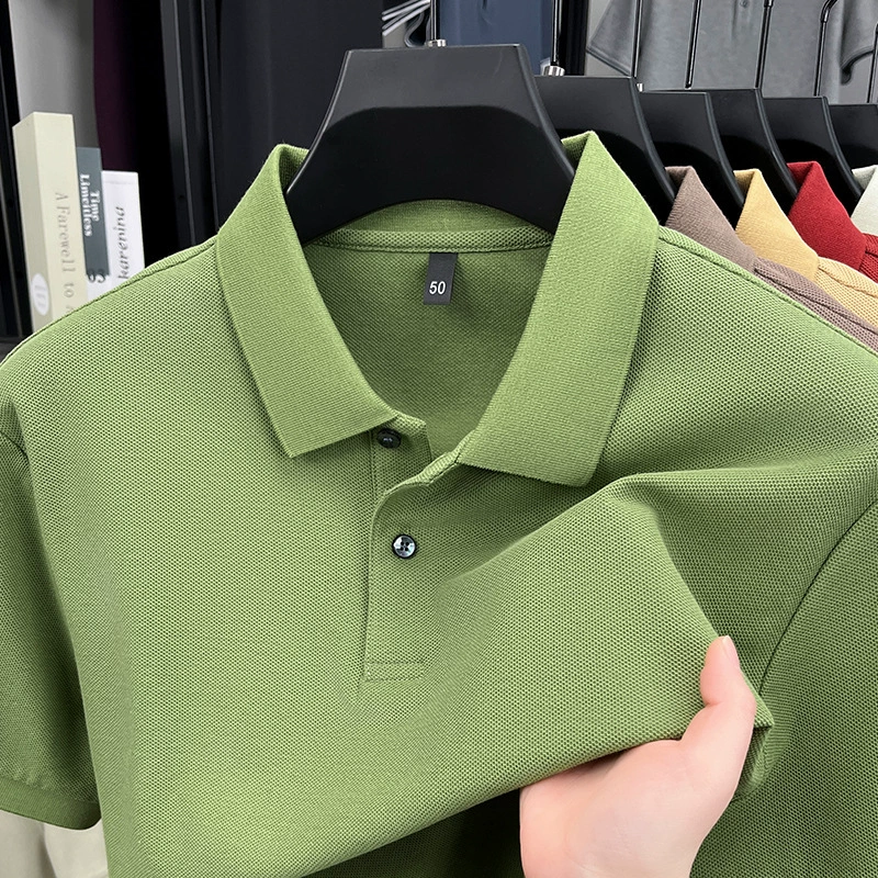 Мужская футболка из чистого хлопка, короткий рукав, лето 2025, новая коллекция, деловой повседневный стиль, однотонная, оптом