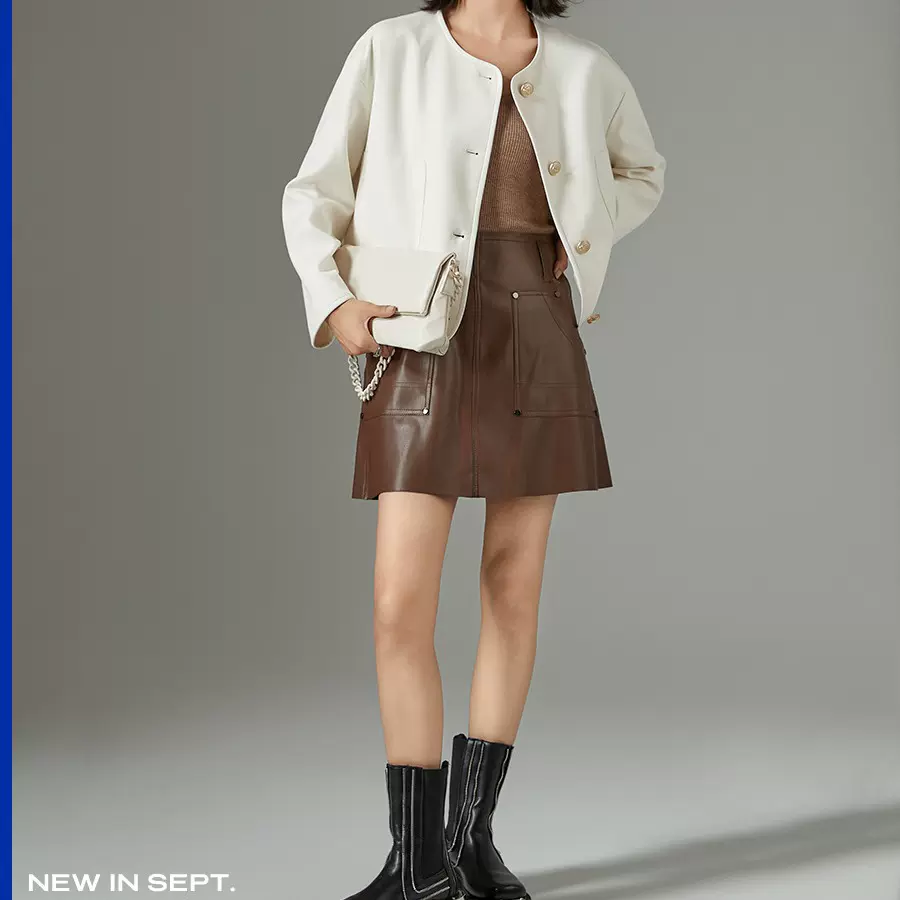 25年早春新款 OL圆领30羊毛外套女宽松气质小香时尚无领大衣女