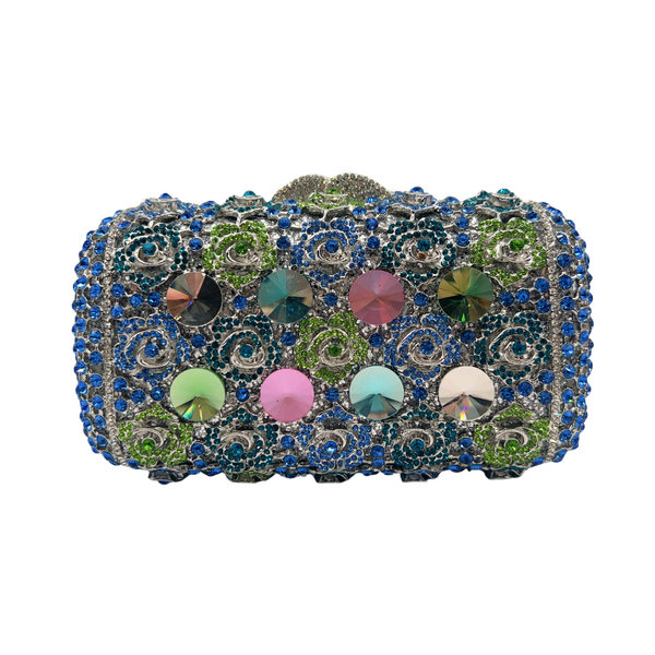 Túi clutch nữ đính đá pha lê dạ hội cao cấp — Xanh bạc, xanh lá cây, Tùy chỉnh màu khác