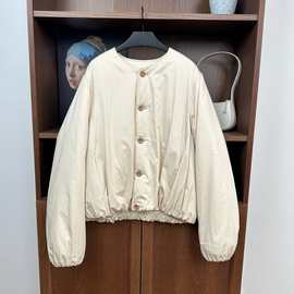 花苞下摆云朵包裹感单排扣圆领棉服外套