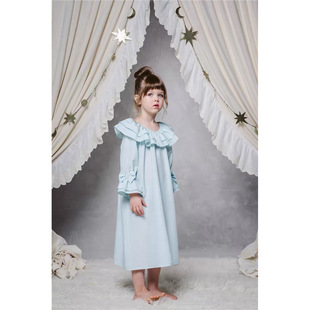 In stock 2024 new children's clothing children's summer homewear girls' nine-quarter sleeve homewear dress with mulberry silk nightdress