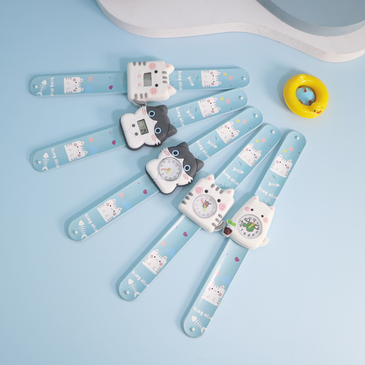 Silicone Doll Pat Watch Primary School Students Quartz Film Printed Silicone Pat Watch Boys and Girls Pat Ring Toy Bracelet