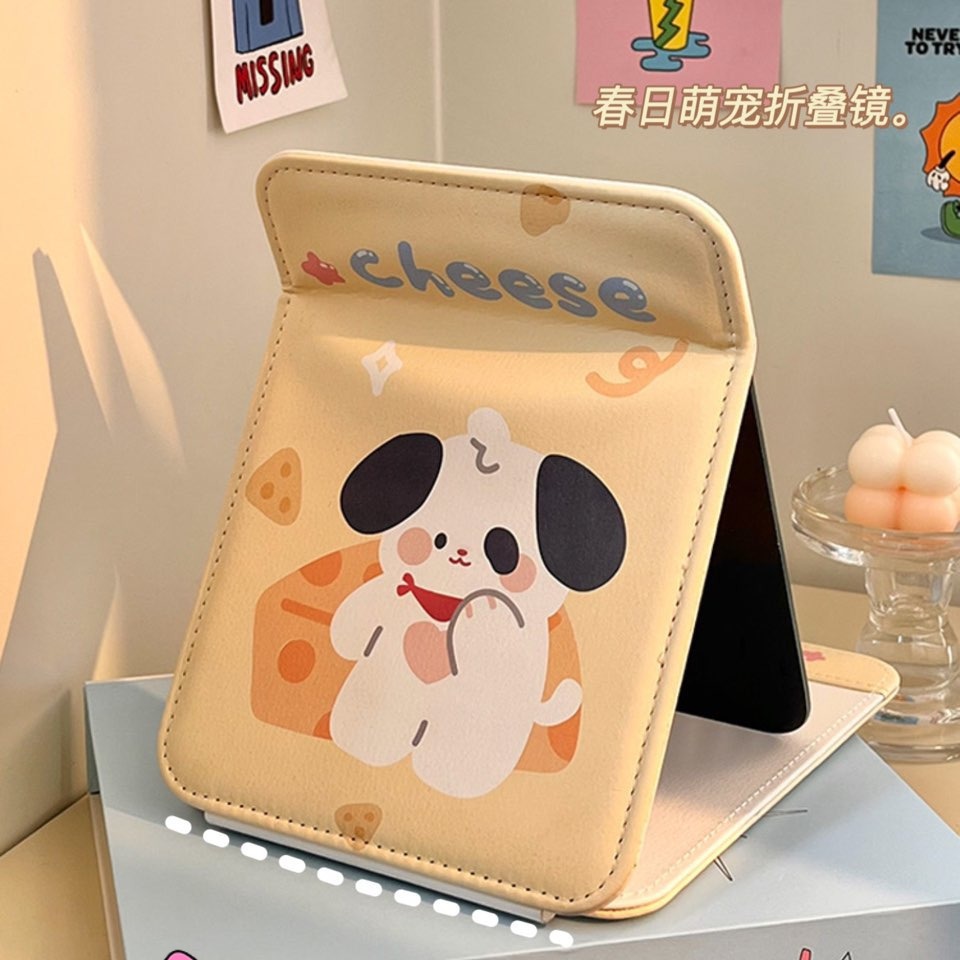 Cute handheld folding portable mirror for traveling