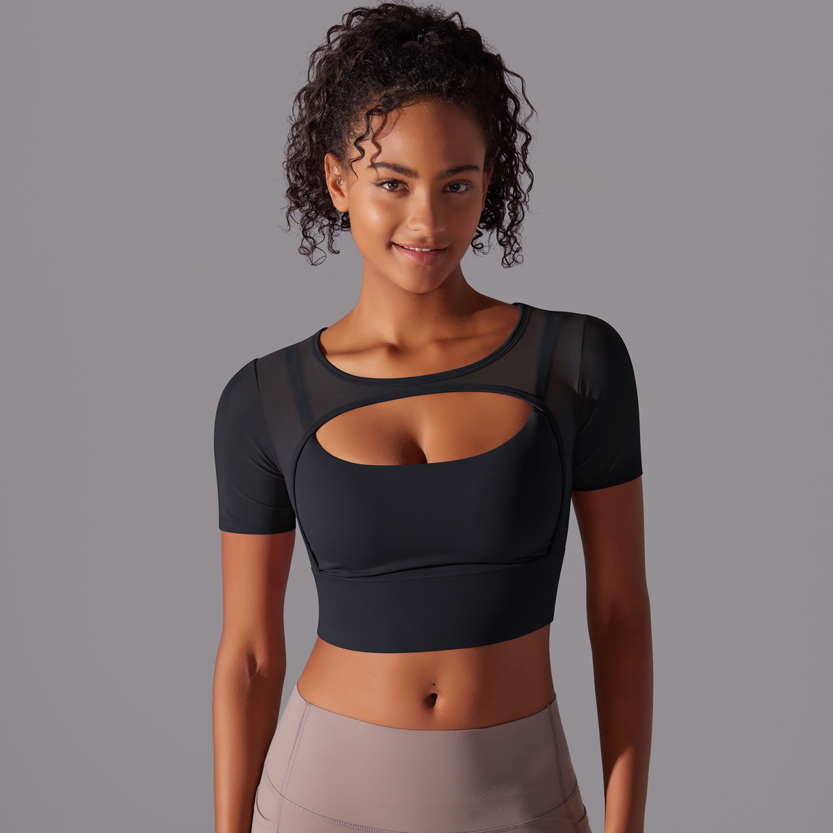 182g Weight Short Sleeve Sleeve Length Pullovers Placket Type Nylon, Spandex Fabric Type Short Top Length T-shirt Tops Type Yoga, Sports Occasion Round Neck Neckline Solid Color Pattern Women Gender Hollow Out Craft Fitness Sport Style Solid Color Nylon Spandex Round Neck Hollow Out Active Tops T-shirt 32