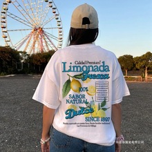 90s Retro Spanish Lemon Print Graphic Tees Women Back Print