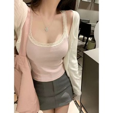 甜美少女小吊带背心女带胸垫外穿内搭纯欲修身显瘦打底美背上衣女