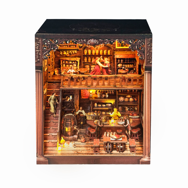 diy书立小屋旧时光酒馆益智拼图手工拼装木质书立3D微缩场景模型|undefined