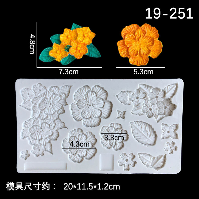 Fondant Hortensia flor de Jazmín molde de silicona alivio pequeña flor hoja planta Mori molde de silicona decorativo en stock