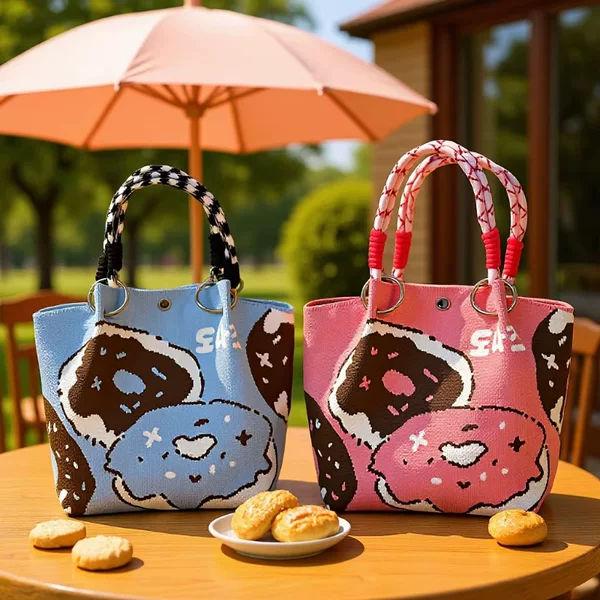 Niche Design Wedding Red Pattern Handbag Festive Canvas Gift Bag Christmas Print New Year Hand-Held Bucket Bag