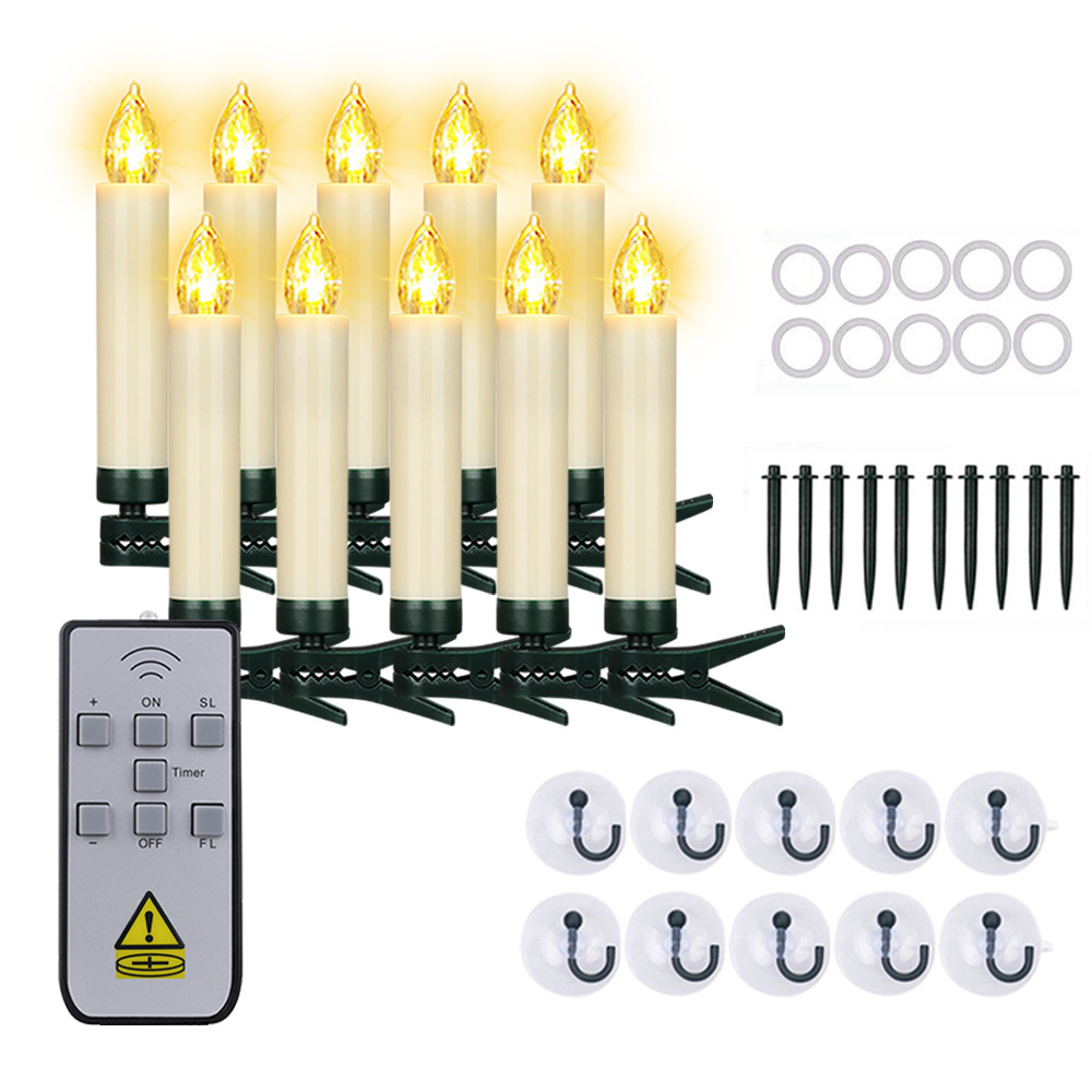 Velas electrónicas con control remoto, velas de plástico simuladas con temporizador para decoración navideña y de Halloween, luces de vela de plástico con iluminación de llama.