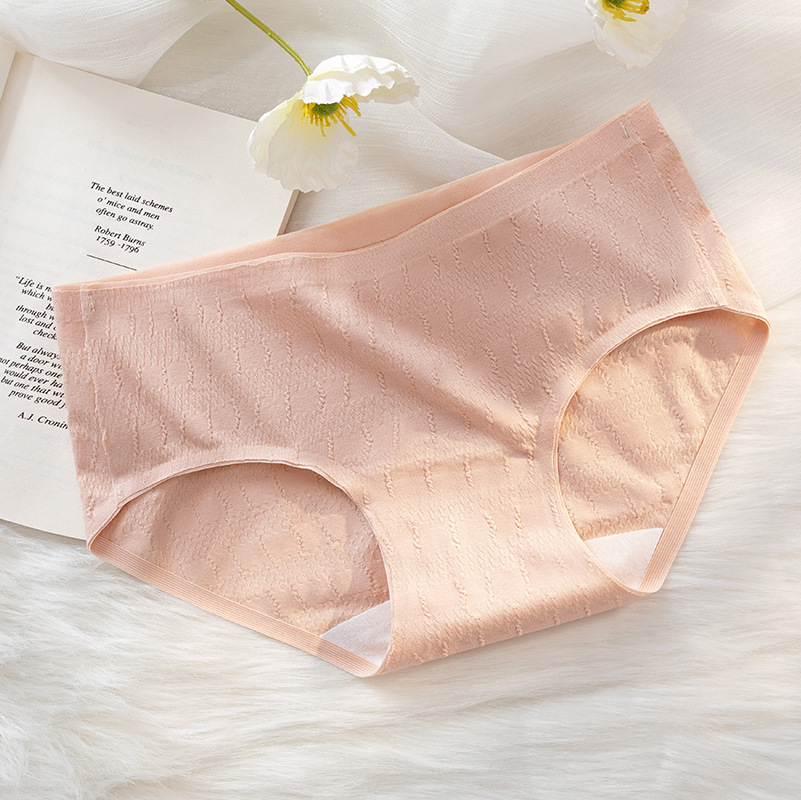 Nueva jacquard algodón antibacteriano entrepierna chica Otoño e Invierno desnudo piel-friendly Mediados de cintura sin costuras cadera-libre cómoda más ropa interior de tamaño