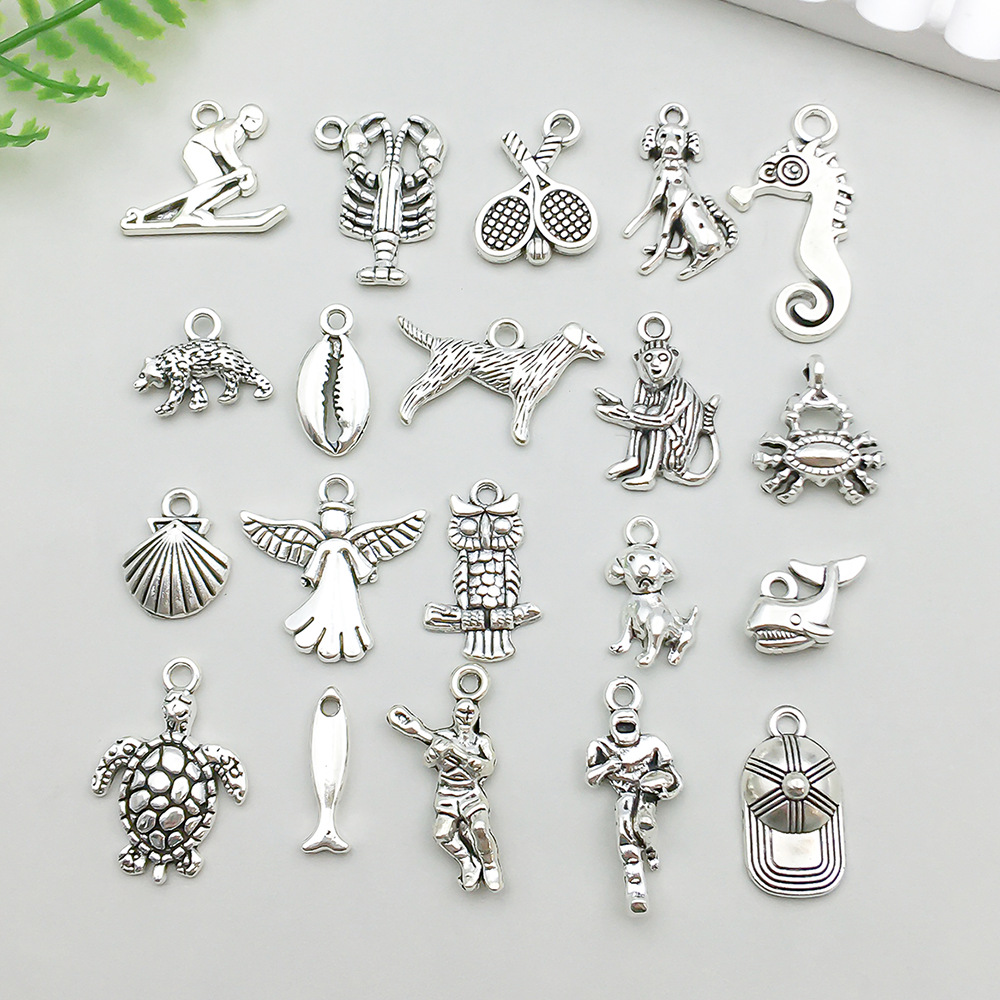 1 new ancient silver alloy simulation animal whale turtle series pendant pendant diy bracelet accessories