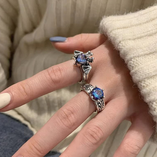 Japanese and Korean Personalized Cross Crusader Flower Open Ring for Women, Retro Fashion, Elegant Style, Trendy Ring, Instagram Cool Style, Index Finger Ring