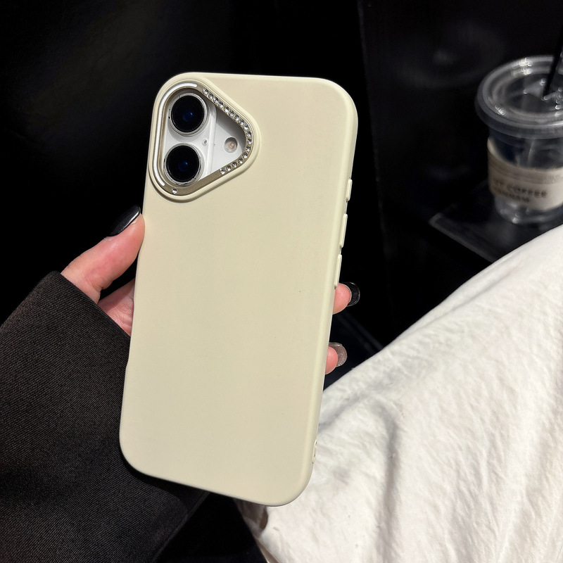 Apple 16ProMax 液体シリコーンメタルドットダイヤモンドフレーム iP16 携帯電話ケース 16Pro フラッシュダイヤモンドレンズに適しています。|undefined