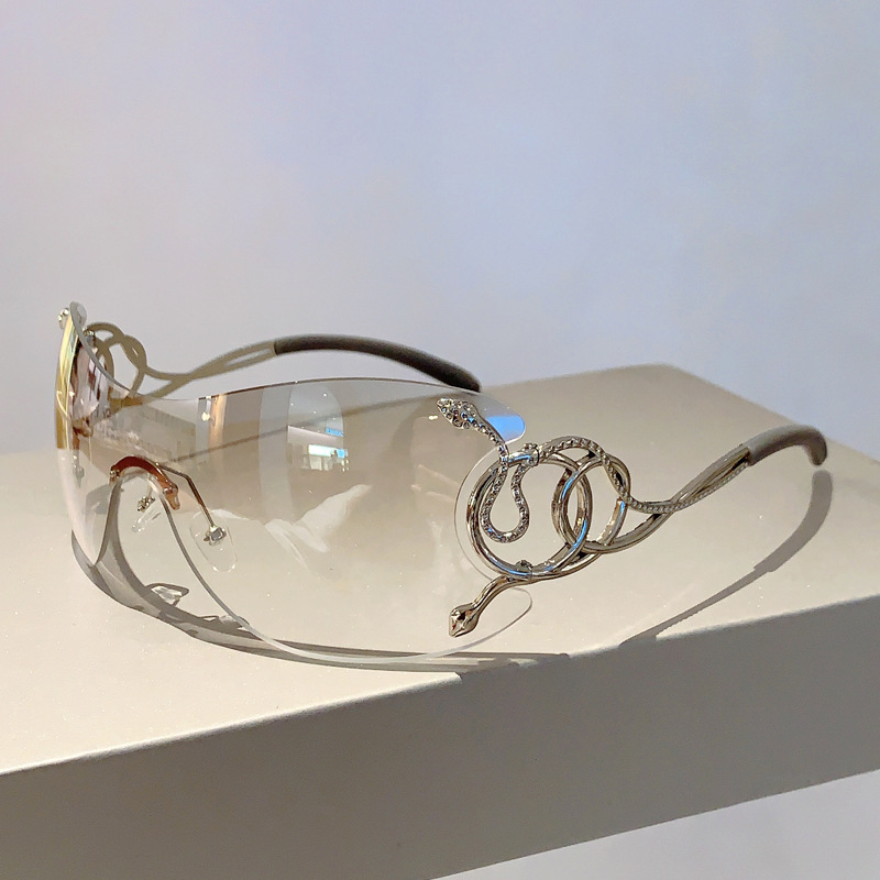 Personalized Fashionable Frameless Snake Shaped Y2k Sunglasses_voghion.com