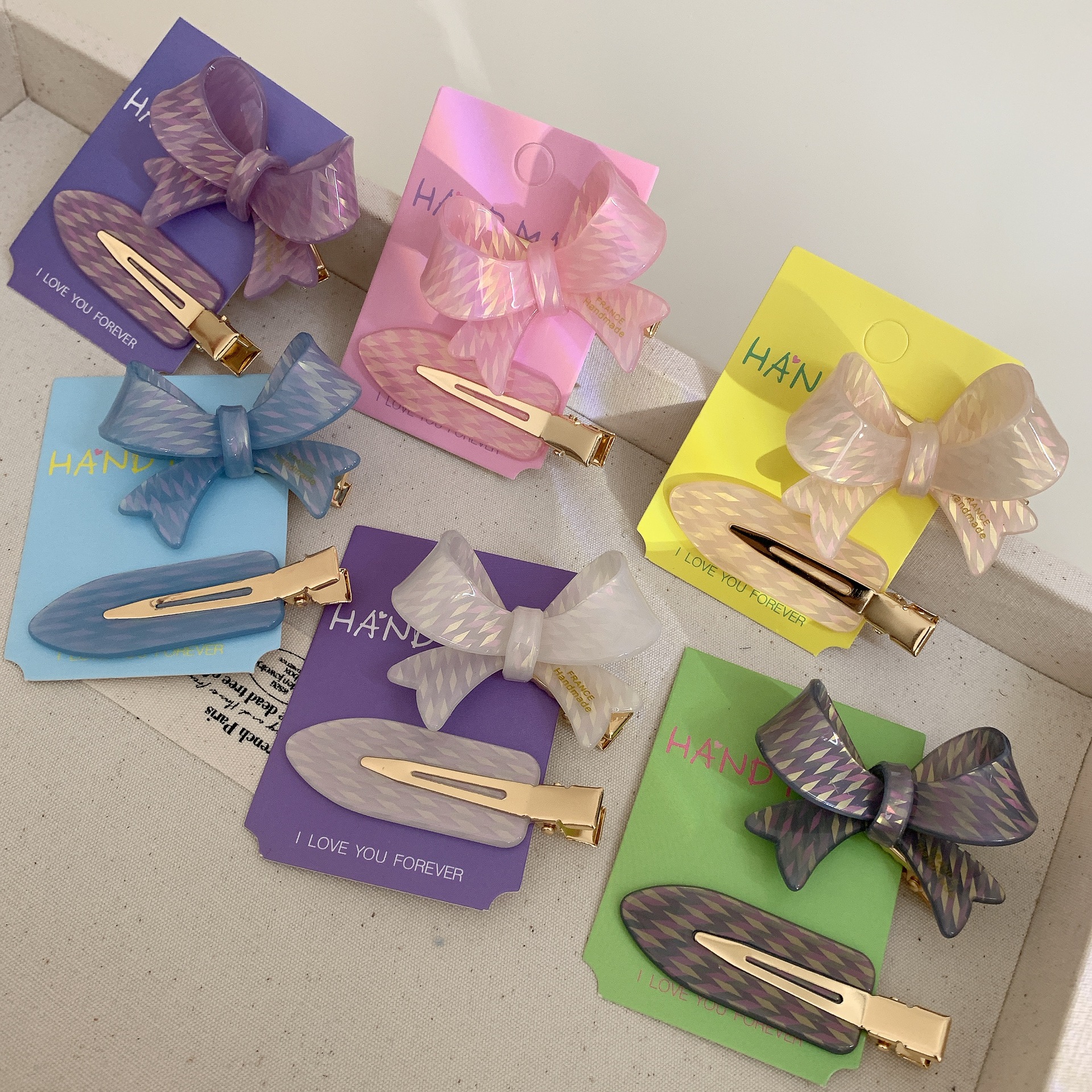 Acetic acid sheets Material Sweet Women's Bow Knot Acetic Acid Sheets Hair Clip
